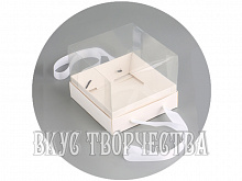 Коробка под бенто-торт, белая, прозрачная крышка, 16х16х12,5см.