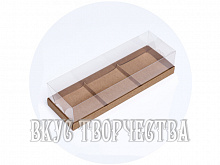 Коробка для муссовых пирожных, крафт, 26х8,5х6см, 3 яч.