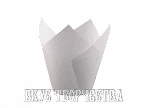 Форма "тюльпан" белая бумажная для выпечки капкейков, 12 шт.