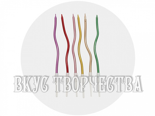 Свечи для торта "Серпантин" коктейльные, разноцветные 6шт. 12см. Свечи для торта "Серпантин" коктейльные, разноцветные 6шт. 12см.