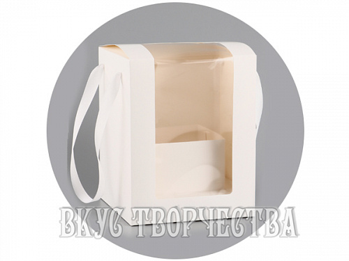 Коробка белая с окном, 16х16х20см